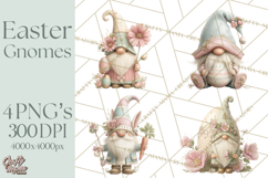 Easter Gnomes Clipart, Cute Bunny Hats, Pastel Eggs Png Product Image 1