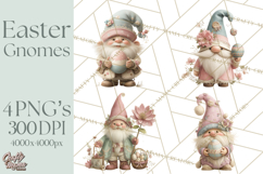 Easter Gnomes Clipart, Cute Bunny Hats, Pastel Eggs Png Product Image 1