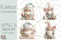 Easter Gnomes Clipart, Cute Bunny Hats, Pastel Eggs Png Product Image 1