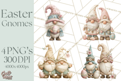 Easter Gnomes Clipart, Cute Bunny Hats, Pastel Eggs Png Product Image 1