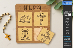 Easter Puzzles Laser Cut | He Is Risen SVG | Religious Signs Product Image 1