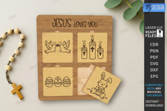 Easter Puzzles Laser Cut | He Is Risen SVG | Religious Signs Product Image 1
