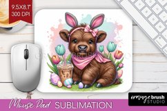 Highland Cow Mouse Pad Sublimation - Easter Cow Mousepad PNG Product Image 1