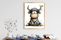 Whimsical Easter Highland Cow Clipart Product Image 2