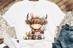 Easter highland Cow Clipart, Easter Sublimation PNG Product Image 3