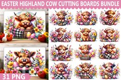 Easter Highland Cow Cutting Boards Bundle, Easter Kitchen Product Image 1