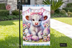 Highland Cow Easter Garden Flag Sublimation Design Product Image 1
