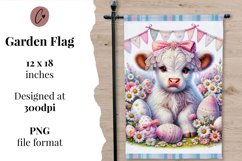 Highland Cow Easter Garden Flag Sublimation Design Product Image 2