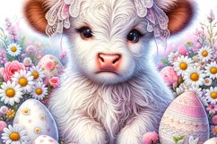 Highland Cow Easter Garden Flag Sublimation Design Product Image 3