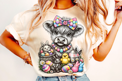 Highland Cow Easter PNG, Bunny Easter PNG, Happy Easter PNG Product Image 4