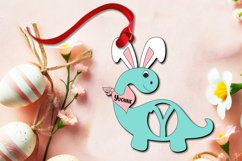 Easter Holiday Letter Y SVG Dino Basket Name Tag Laser Cut