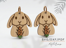 Bunny Carrot Earrings SVG, Laser Cut Wood Earring Product Image 3