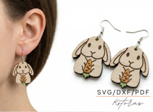 Bunny Carrot Earrings SVG, Laser Cut Wood Earring Product Image 4