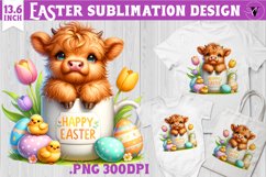 Easter Baby cow in mug Sublimation | Easter clipart Product Image 1