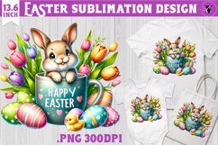 Easter rabbit in mug Sublimation | Easter clipart Product Image 1