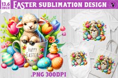 Easter Baby cow in mug Sublimation | Easter clipart Product Image 1