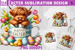 Easter Baby cow in mug Sublimation | Easter clipart Product Image 1