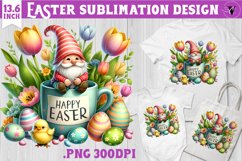 Easter Gnome in mug Sublimation | Easter clipart Product Image 1