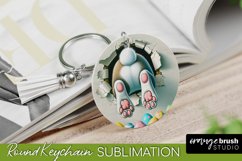 Easter Keychain Sublimation - 3D Easter Bunny Round Design