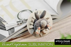 Easter Keychain Sublimation - Easter Bunny Round Keychain