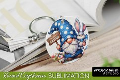 Easter Keychain Sublimation - Easter Gnome Round Keychain