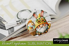 Easter Keychain Sublimation - Easter Gnome Round Keychain
