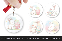Easter round keychain pintable sublimation design png Product Image 1
