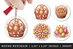 Easter round keychain pintable sublimation design png Product Image 1