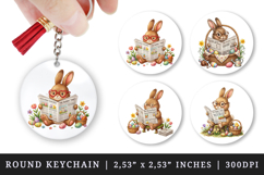 Easter round keychain pintable sublimation design png Product Image 1