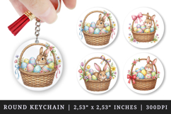 Easter round keychain pintable sublimation design png Product Image 1