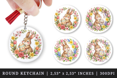 Easter round keychain pintable sublimation design png Product Image 1
