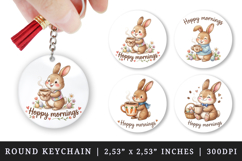Easter round keychain pintable sublimation design png Product Image 1