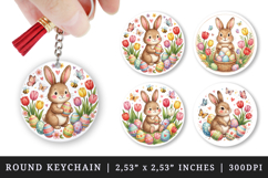 Easter round keychain pintable sublimation design png Product Image 1