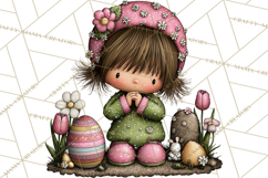 Adorable Easter Kids Clipart, Playful Children Clip Art PNG Product Image 3