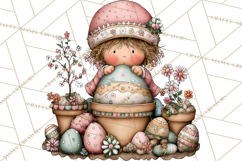 Adorable Easter Kids Clipart, Playful Children Clip Art PNG Product Image 3