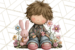 Adorable Easter Kids Clipart, Playful Children Clip Art PNG Product Image 3