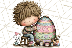 Adorable Easter Kids Clipart, Playful Children Clip Art PNG Product Image 5