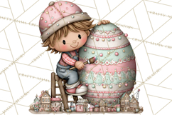 Adorable Easter Kids Clipart, Playful Children Clip Art PNG Product Image 3