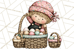 Adorable Easter Kids Clipart, Playful Children Clip Art PNG Product Image 4