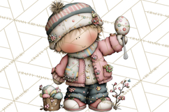 Adorable Easter Kids Clipart, Playful Children Clip Art PNG Product Image 5