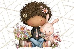 Adorable Easter Kids Clipart, Playful Children Clip Art PNG Product Image 4