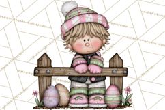 Adorable Easter Kids Clipart, Playful Children Clip Art PNG Product Image 5