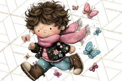 Adorable Easter Kids Clipart, Playful Children Clip Art PNG Product Image 3