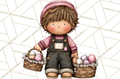 Adorable Easter Kids Clipart, Playful Children Clip Art PNG Product Image 5