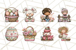 Adorable Easter Kids Clipart, Playful Children Clip Art PNG Product Image 5