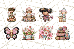 Adorable Easter Kids Clipart, Playful Children Clip Art PNG Product Image 9