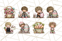 Adorable Easter Kids Clipart, Playful Children Clip Art PNG Product Image 7