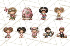 Adorable Easter Kids Clipart, Playful Children Clip Art PNG Product Image 3