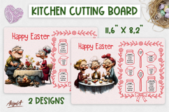 Easter Kitchen chopping board Happy elderly people friends Product Image 1
