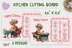 Easter Kitchen cutting board Funny elderly lady Easter eggs Product Image 1